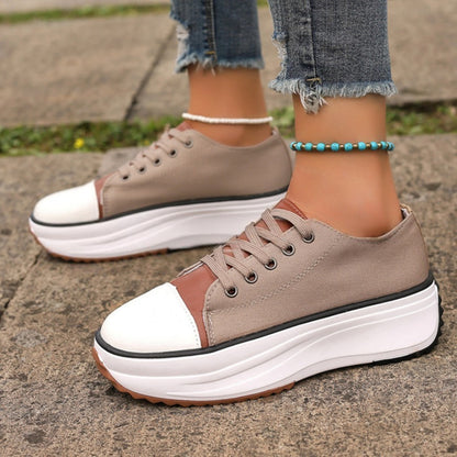 Womens Low-top Thick-soled Canvas Shoes