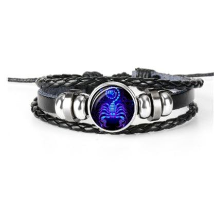 12 Zodiac Constellation Luminous Braided Bracelet – Unisex Jewelry for Men, Women & Kids