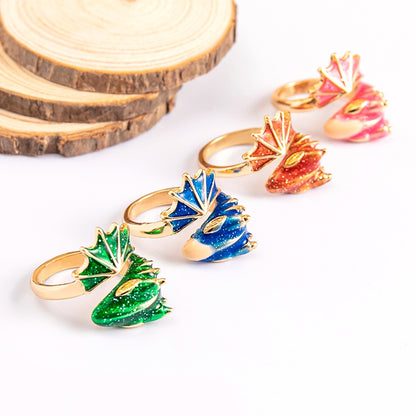 Boho Dragon Wing Ring – Adjustable Blue, Green, Pink & Red Jewelry for Women