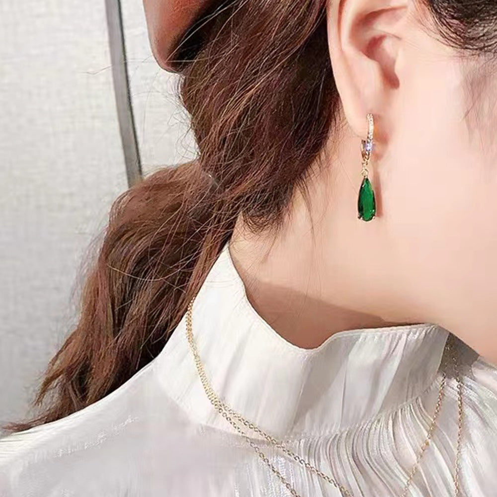 Emerald Marquise Zircon Pendant Earrings for Women – Elegant Jewelry