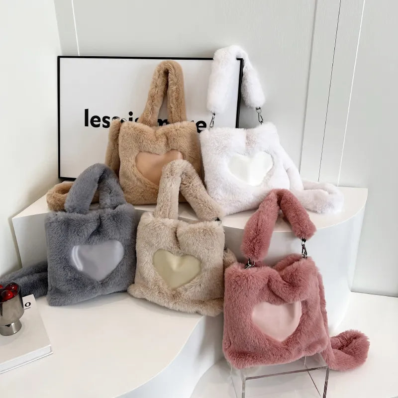 Fluffy Plush Shoulder Bag – Cozy Autumn & Winter Tote for Women