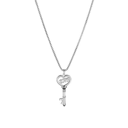 Sweet Heart Key Pendant Necklace – Stainless Steel Choker for Women