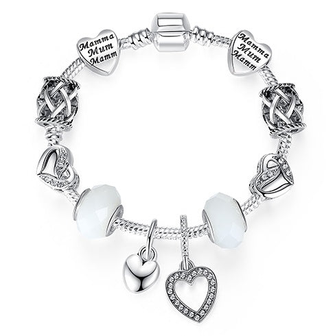 Unique 925 Sterling Silver Crystal Charm Bracelet for Women – DIY Bead-Friendly Jewelry Gift