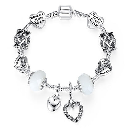 Unique 925 Sterling Silver Crystal Charm Bracelet for Women – DIY Bead-Friendly Jewelry Gift