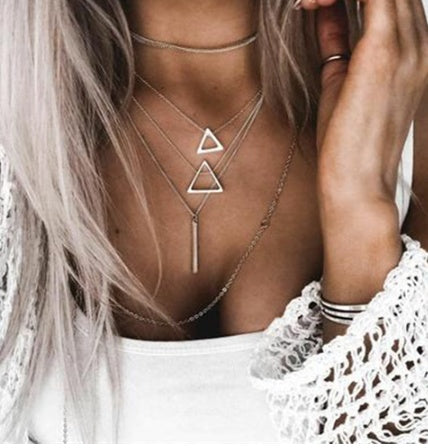 Multilayer Evil Eye Pendant Necklace for Women – Crystal Star & Water Drop Charm