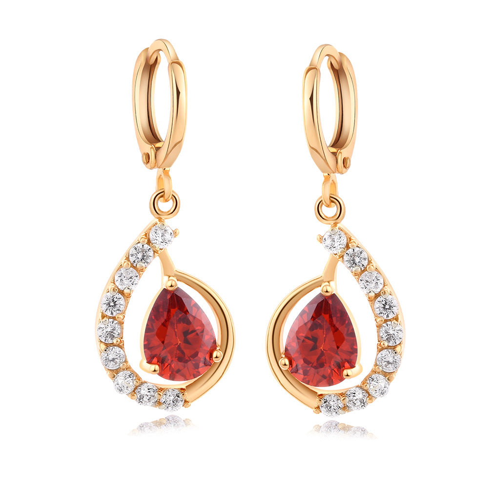 Copper Drop Zircon Earrings for Women – Minimalist Chic Jewelry
