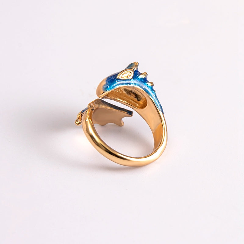 Boho Dragon Wing Ring – Adjustable Blue, Green, Pink & Red Jewelry for Women