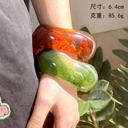 Wide Curved Geometric Resin Bracelet for Women – Modern Statement Jewelry