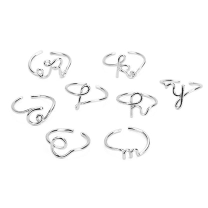 Unisex A-Z Initial Rings – Gold & Silver Geometric Finger Jewelry for Men & Women