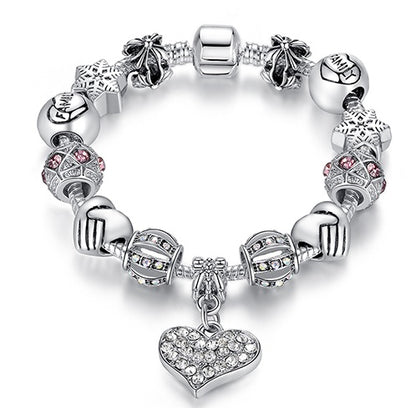 Unique 925 Sterling Silver Crystal Charm Bracelet for Women – DIY Bead-Friendly Jewelry Gift