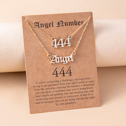 Gold Multi-Layer Angel Number Necklace for Women – 444 & 777 Pendant Chain