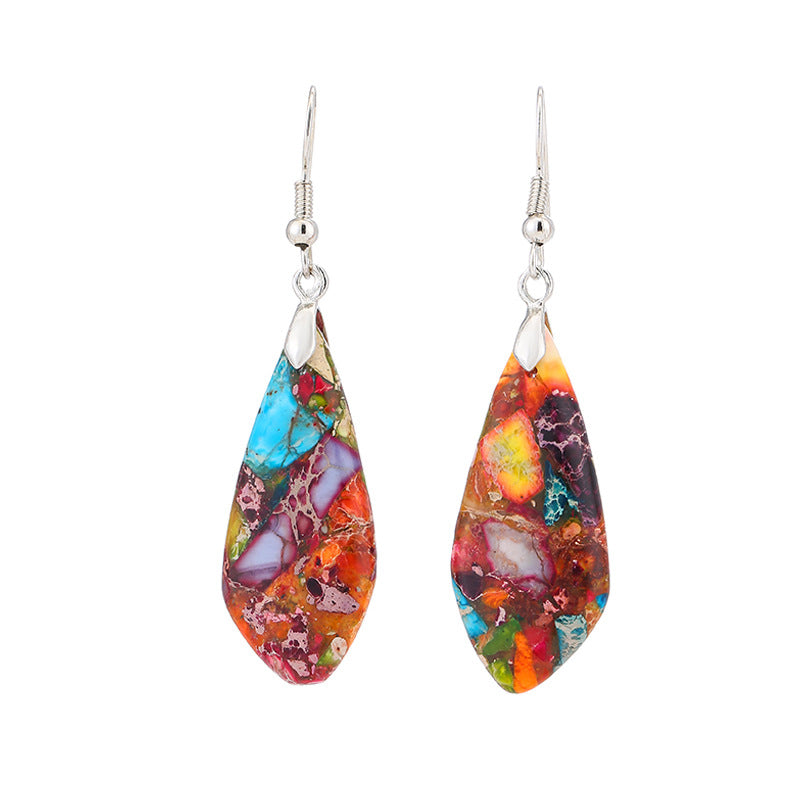 Colorful Geometric Water Drop Stone Earrings for Women – Minimalist Jewelry