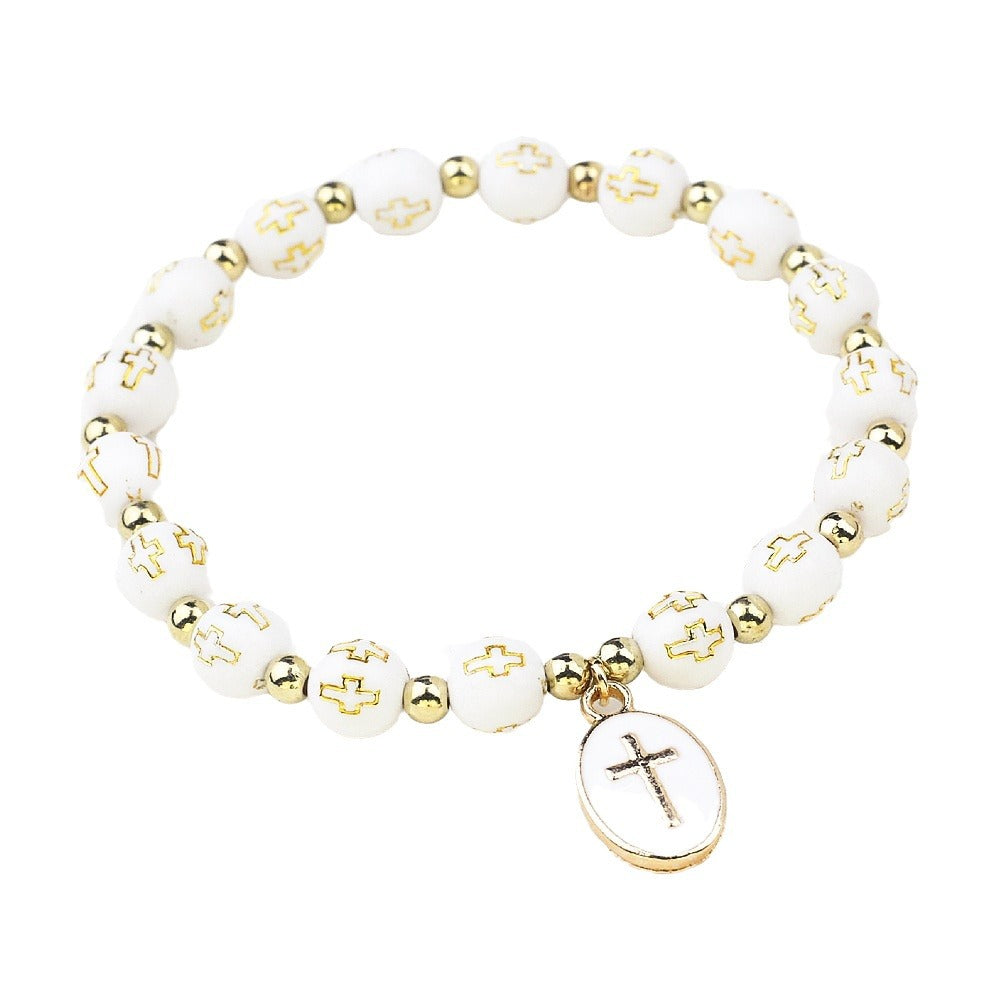Oval Cross Pendant Bracelet for Women – Baptism & Prayer Jewelry