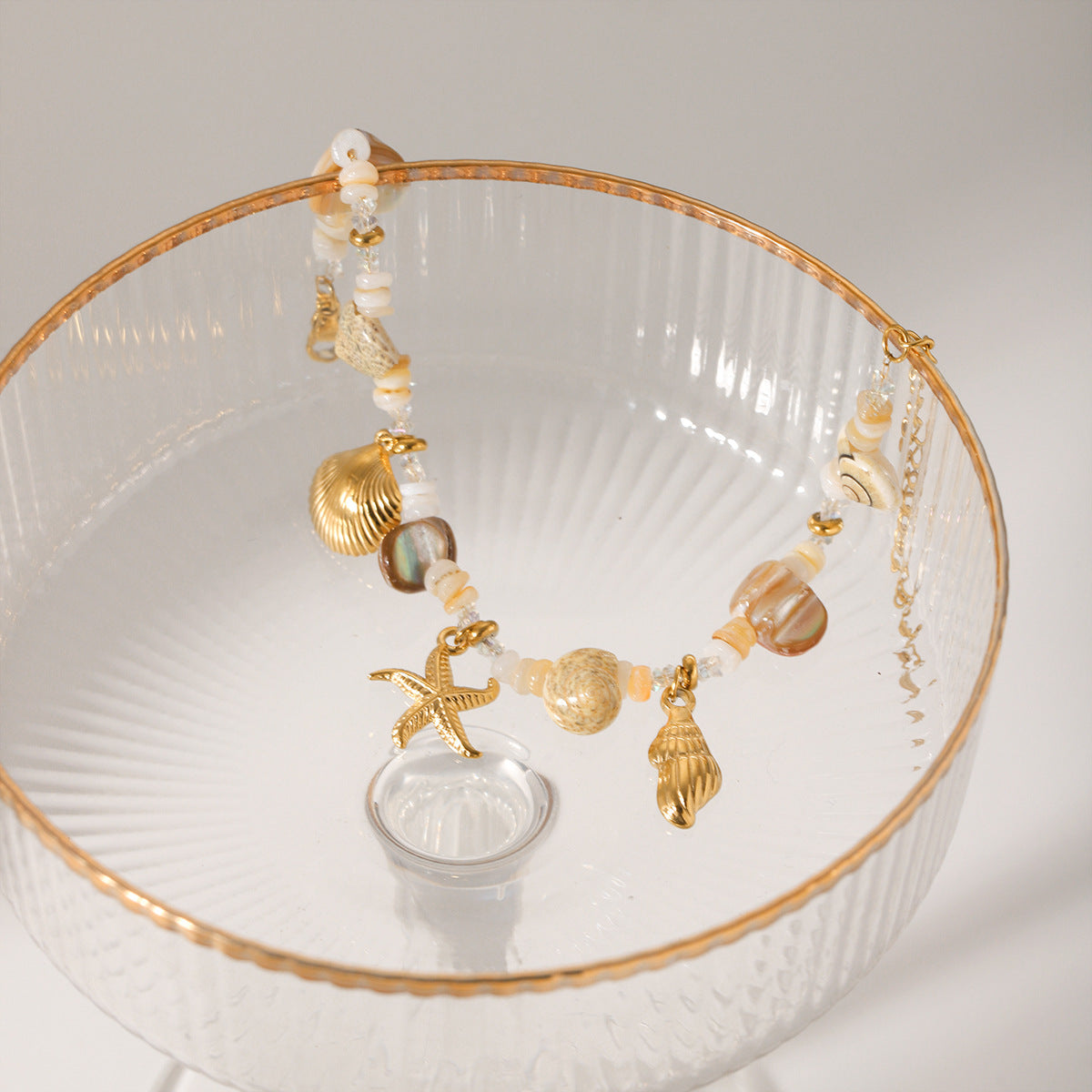 Stainless Steel Conch & Starfish Shell Bracelet for Women – Elegant Beach Jewelry