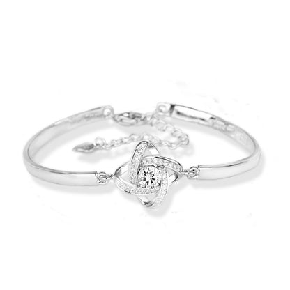 S925 Sterling Silver Four-Leaf Clover Bracelet – Simple & Elegant Lucky Charm Jewelry