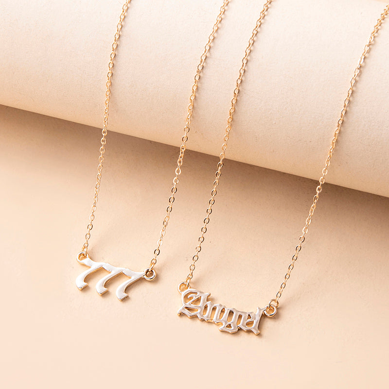 Gold Multi-Layer Angel Number Necklace for Women – 444 & 777 Pendant Chain