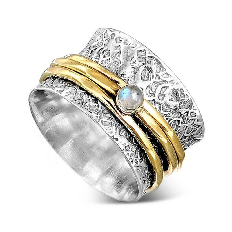 Retro White Gemstone Inlaid Ring – Unisex Fashion Jewelry for Men & Women