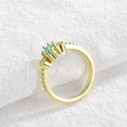 Ocean Blue Rhinestone Ring for Women – Gold & Silver Wedding Engagement Jewelry