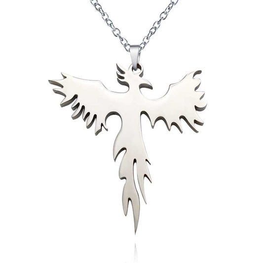 Phoenix Bird Titanium Steel Necklace for Women & Men – Symbol of Rebirth Pendant