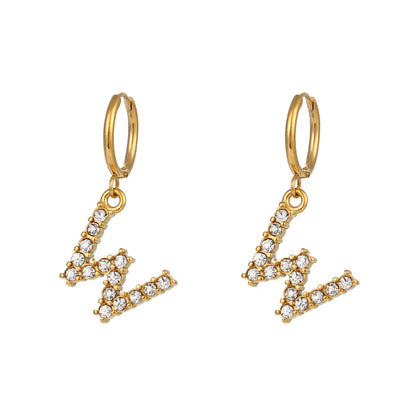 18K Gold Plated Zircon Letter Earrings for Women – Minimalist Initial Jewelry