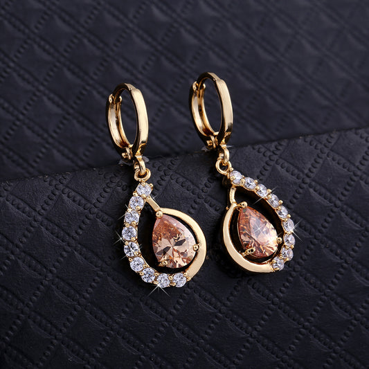 Copper Drop Zircon Earrings for Women – Minimalist Chic Jewelry