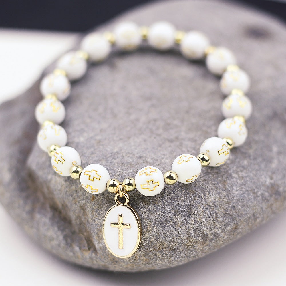 Oval Cross Pendant Bracelet for Women – Baptism & Prayer Jewelry