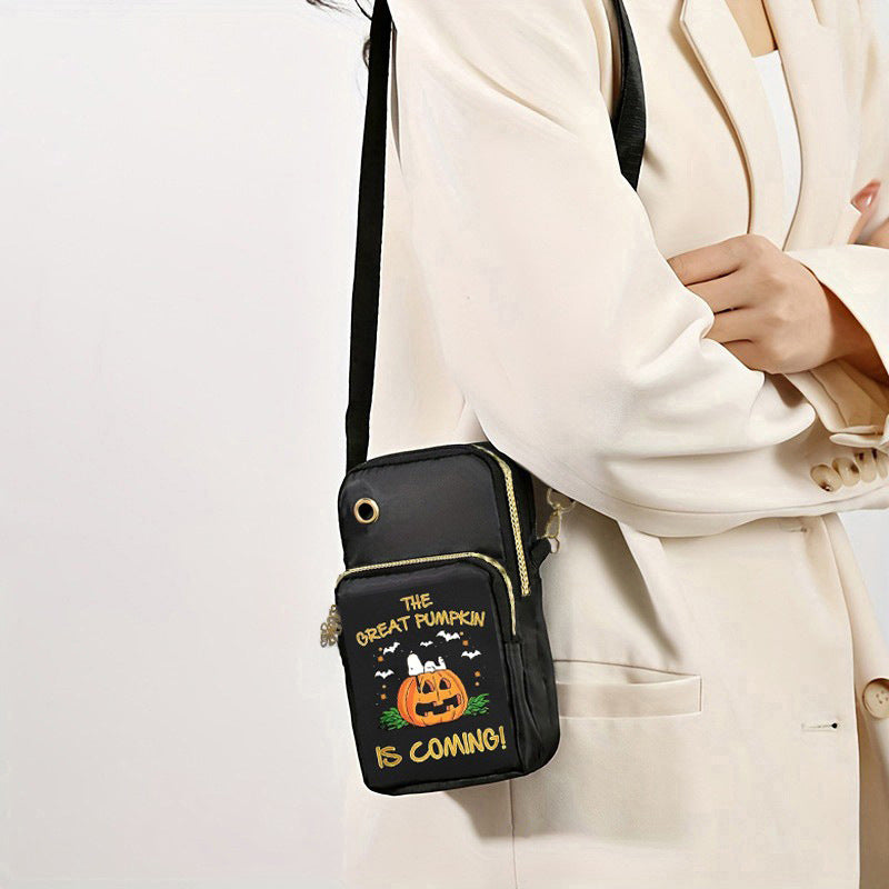 Cute Halloween Pumpkin Mini Crossbody Phone Bag – Small Coin Wallet for Kids & Women