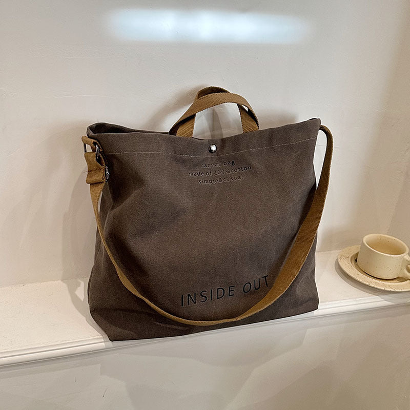 Large-Capacity Canvas Tote Bag for Women – Casual Fashion Alphabet Print Shoulder Bag