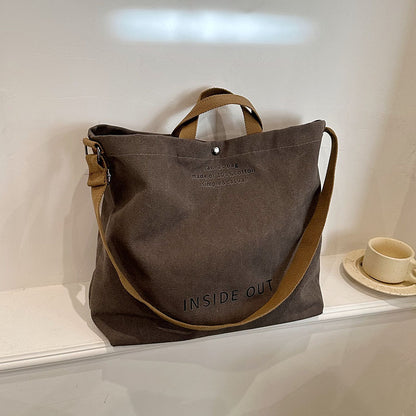 Large-Capacity Canvas Tote Bag for Women – Casual Fashion Alphabet Print Shoulder Bag