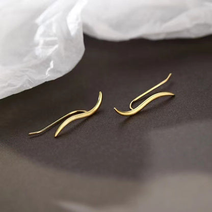 S925 Sterling Silver Streamer Stud Earrings for Women – Minimalist Jewelry