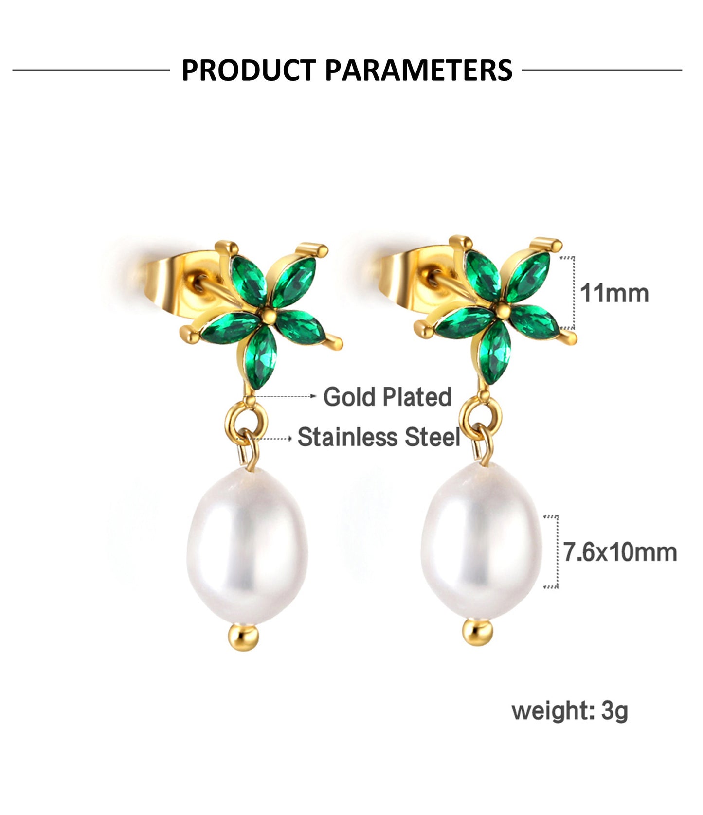 Emerald Stud Earrings for Women – Elegant Green Gem Jewelry