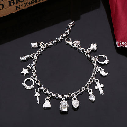 Elegant 13-Charm Hanging Bracelet for Women – Graceful Fashion Jewelry
