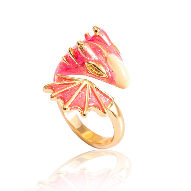 Boho Dragon Wing Ring – Adjustable Blue, Green, Pink & Red Jewelry for Women