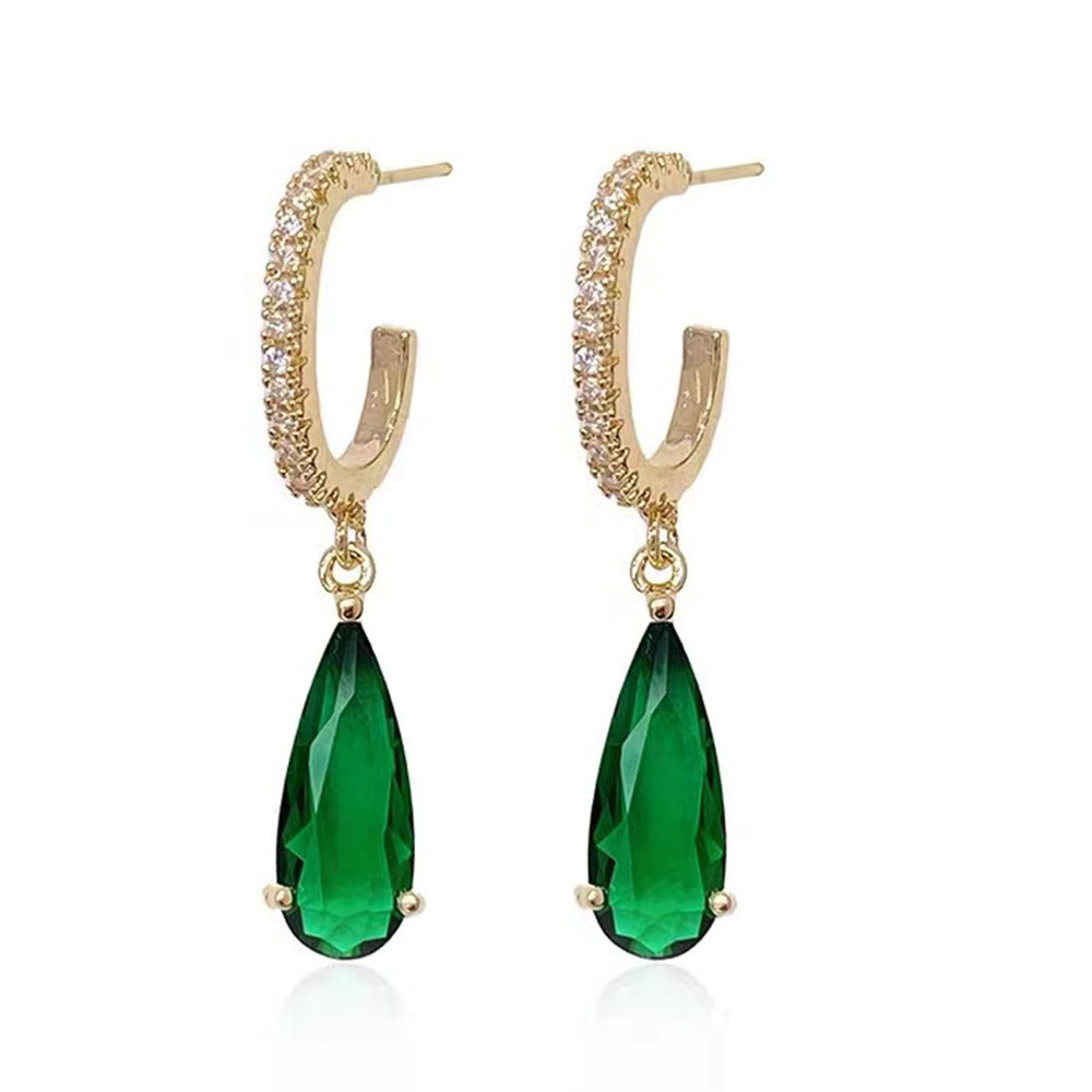 Emerald Marquise Zircon Pendant Earrings for Women – Elegant Jewelry