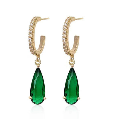 Emerald Marquise Zircon Pendant Earrings for Women – Elegant Jewelry