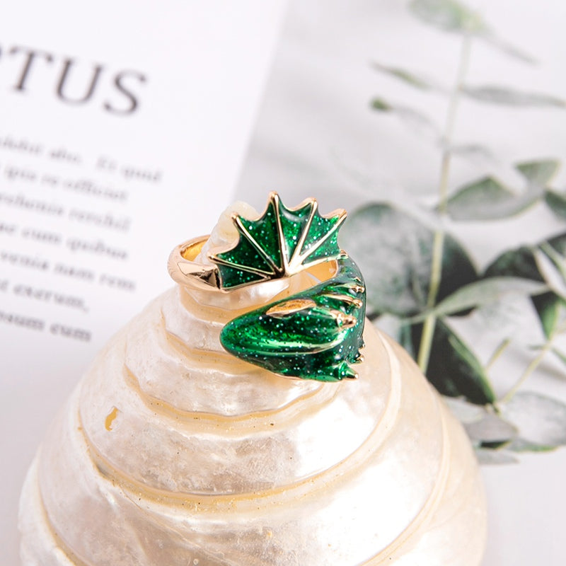 Boho Dragon Wing Ring – Adjustable Blue, Green, Pink & Red Jewelry for Women