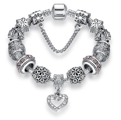 Unique 925 Sterling Silver Crystal Charm Bracelet for Women – DIY Bead-Friendly Jewelry Gift