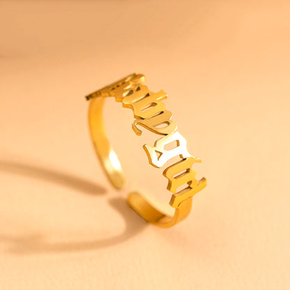 Gold Letter “Babygirl” Adjustable Stainless Steel Ring for Women