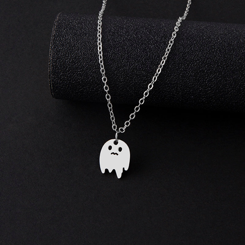 Punk Gothic Halloween Necklace – Ghost & Spider Pendant for Women & Men