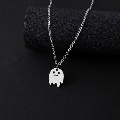 Punk Gothic Halloween Necklace – Ghost & Spider Pendant for Women & Men