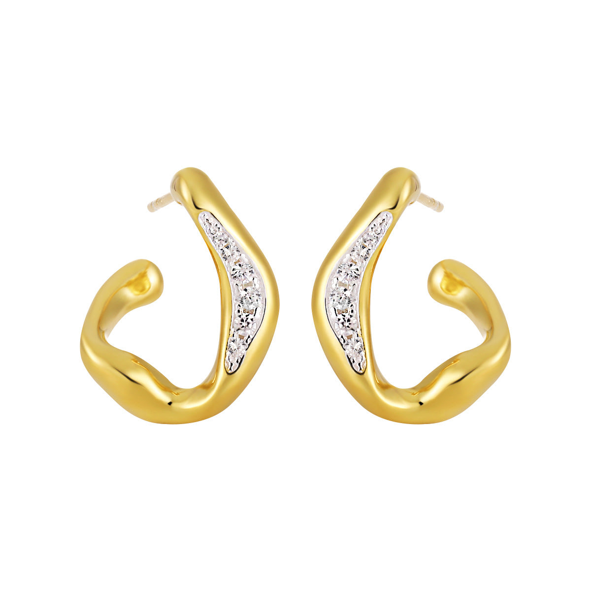 Irregular Diamond Stud Earrings – Minimalist Luxury for Women