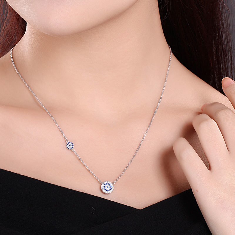 925 Sterling Silver Blue Eye Clavicle Chain Necklace – Stylish Protection Charm