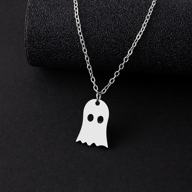 Punk Gothic Halloween Necklace – Ghost & Spider Pendant for Women & Men