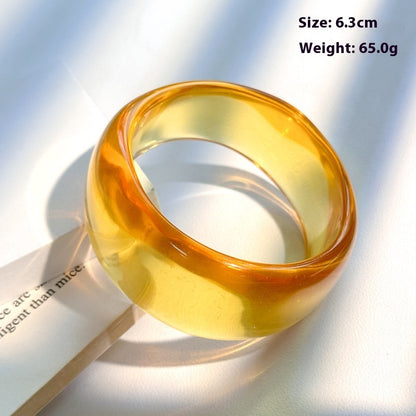 Brown Geometric Resin Open Bracelet for Women – Transparent Minimalist Jewelry