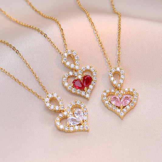 Luxury Rhinestone Heart Pendant Necklace for Women – Party & Gift Jewelry