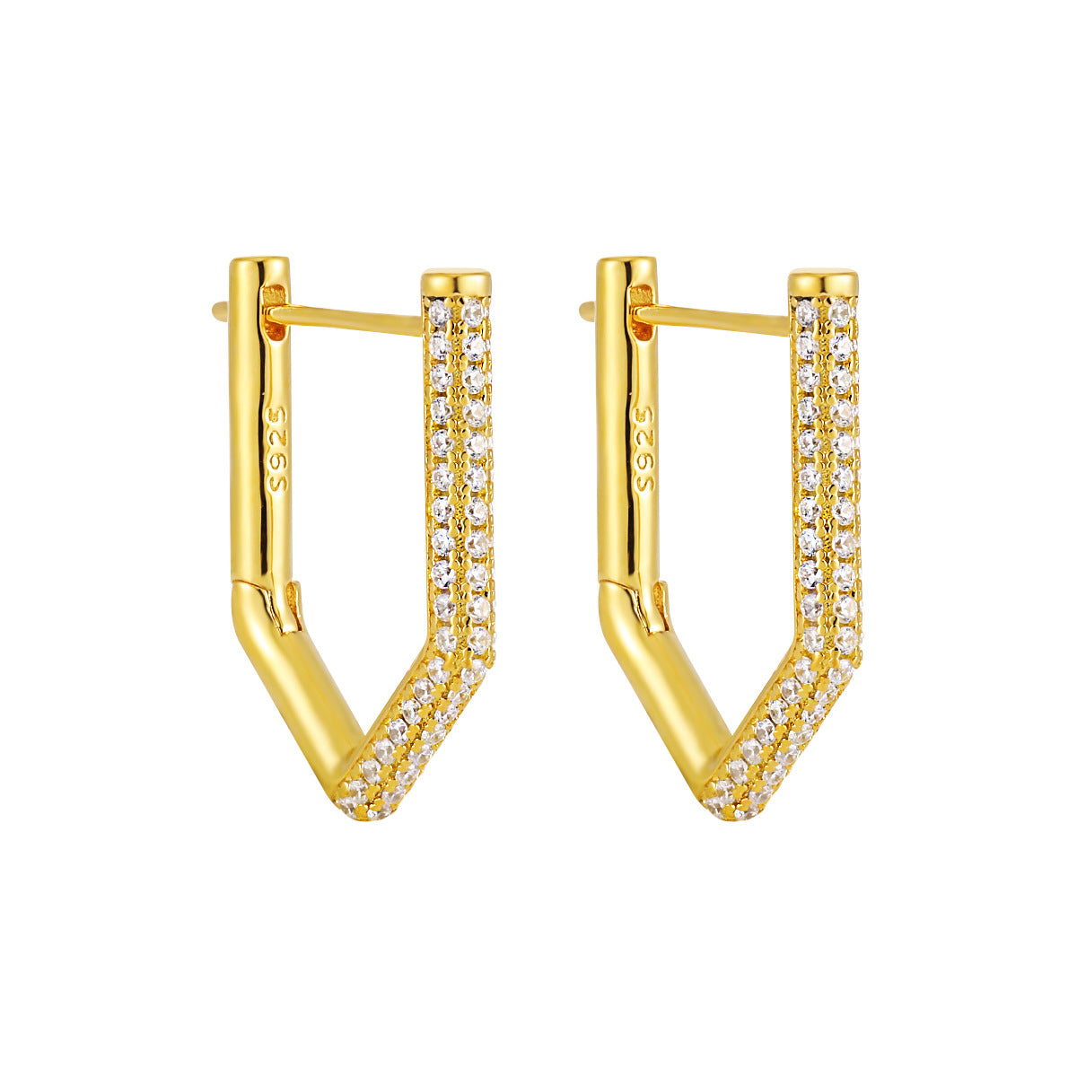 Geometric Single Rhinestone Earring for Women – Modern Minimalist