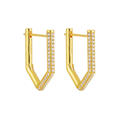 Geometric Single Rhinestone Earring for Women – Modern Minimalist