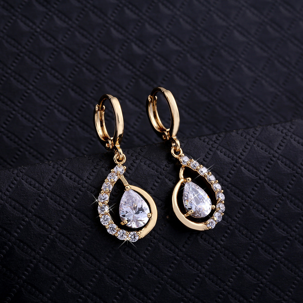 Copper Drop Zircon Earrings for Women – Minimalist Chic Jewelry