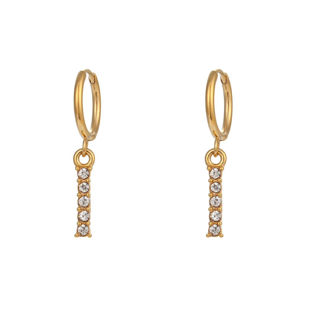 18K Gold Plated Zircon Letter Earrings for Women – Minimalist Initial Jewelry