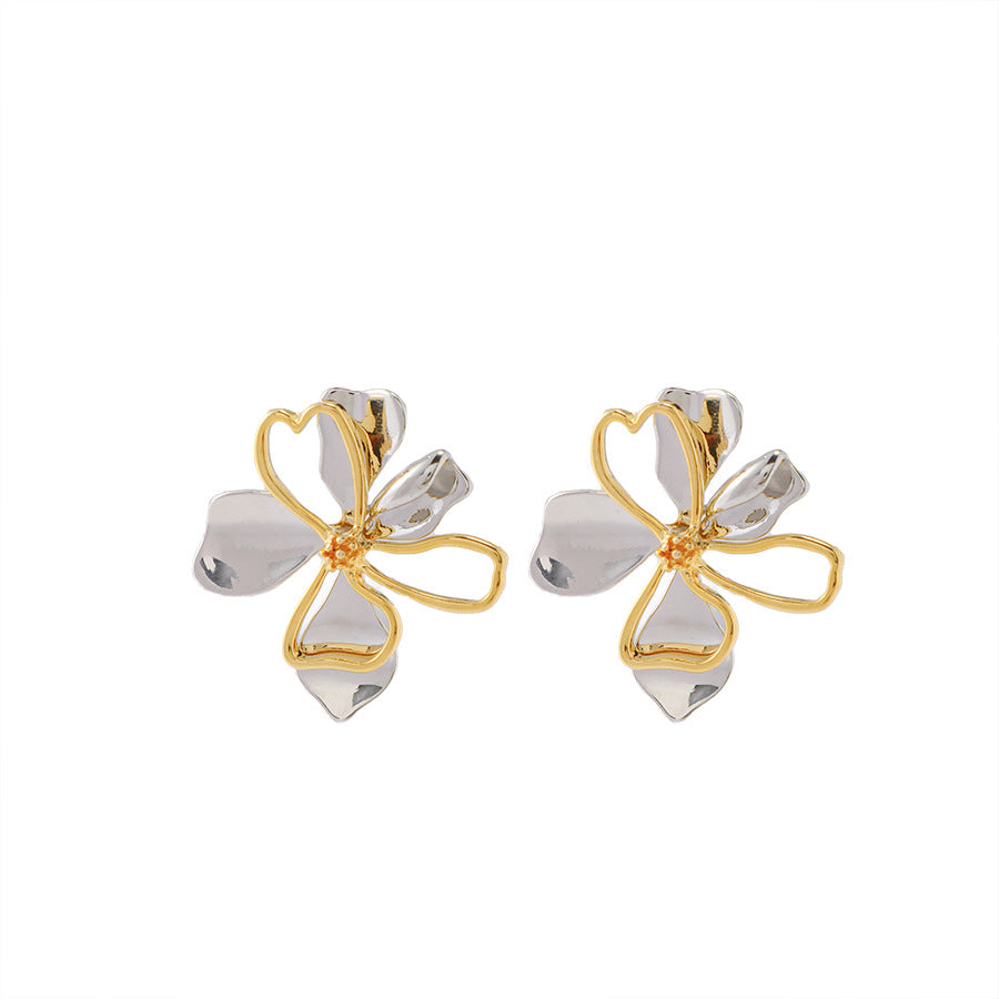 18K Gold-Plated Vintage Flower Earrings for Women – Elegant Jewelry